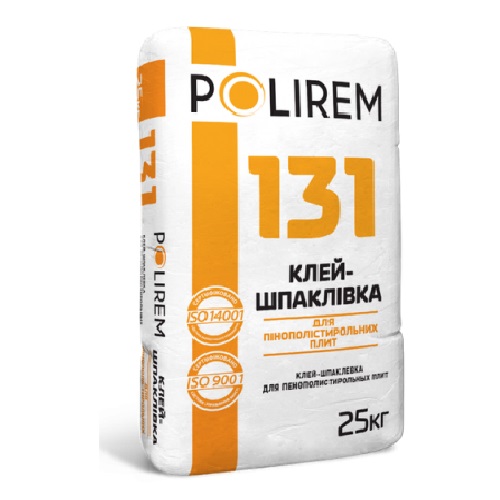 Polirem 131 25кг клей для приклеювання та армування плит з пінополістиролу